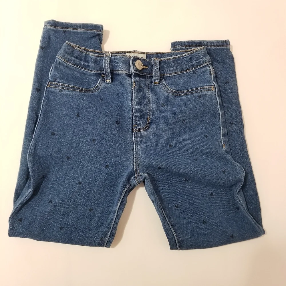 OshKosh B'gosh Blue Polka Dot Denim Jeans little girl size 7 (C14)
